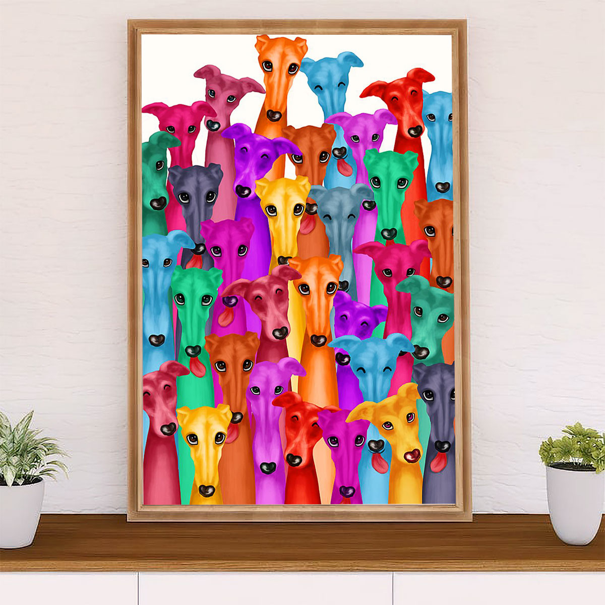 Greyhound Dog Canvas Prints | Multi Color Dog Greyhound | Wall Art Gift for Greyhound Puppies Lover