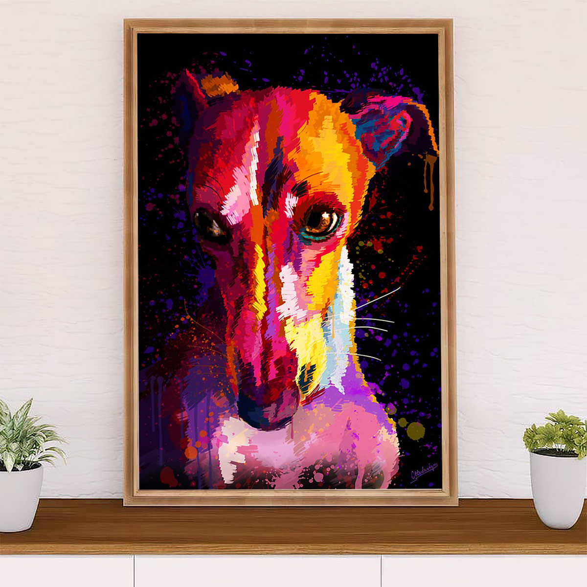 Greyhound Dog Canvas Prints | Watercolor Dog Greyhound | Wall Art Gift for Greyhound Puppies Lover