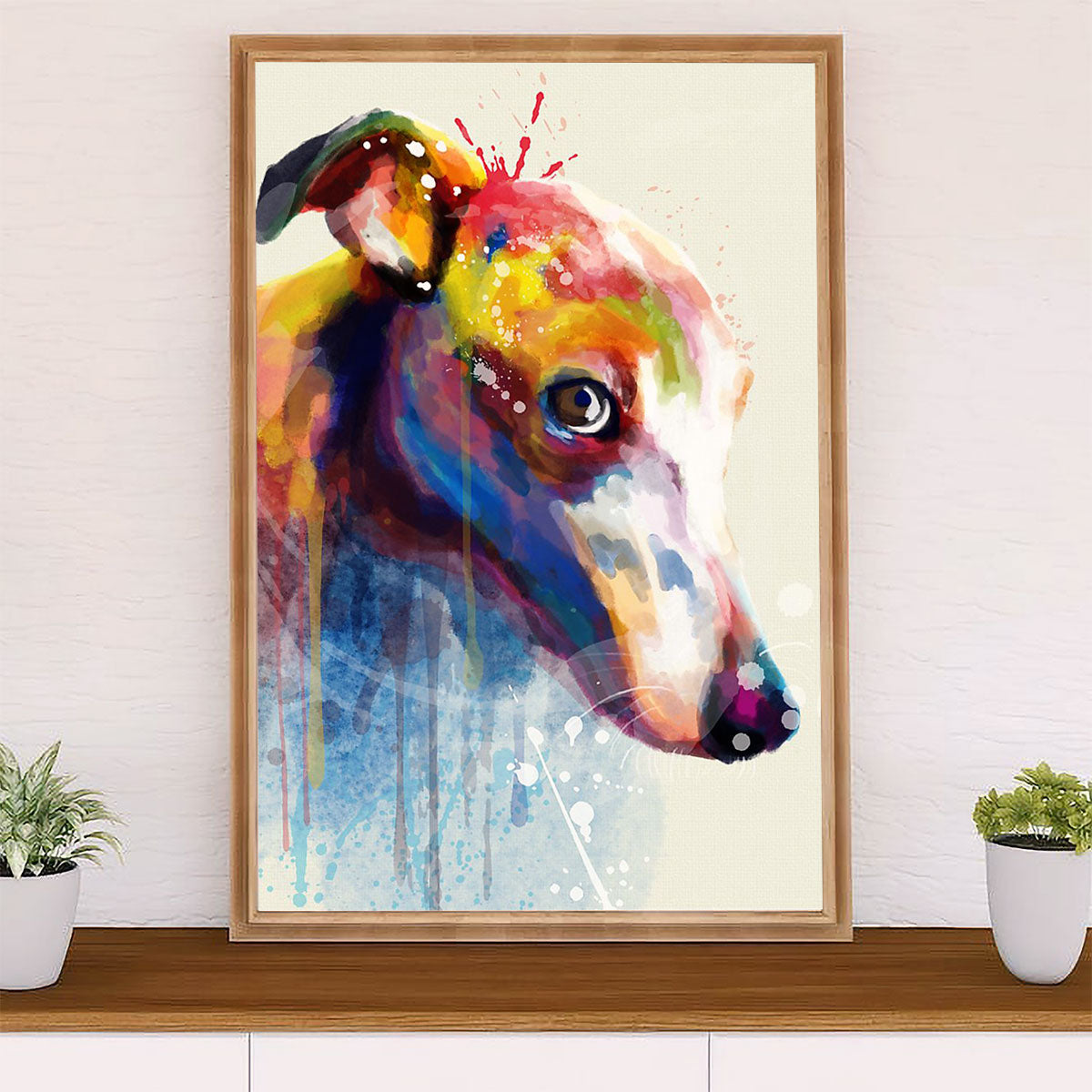 Greyhound Dog Canvas Prints | Watercolor Dog Greyhound | Wall Art Gift for Greyhound Puppies Lover