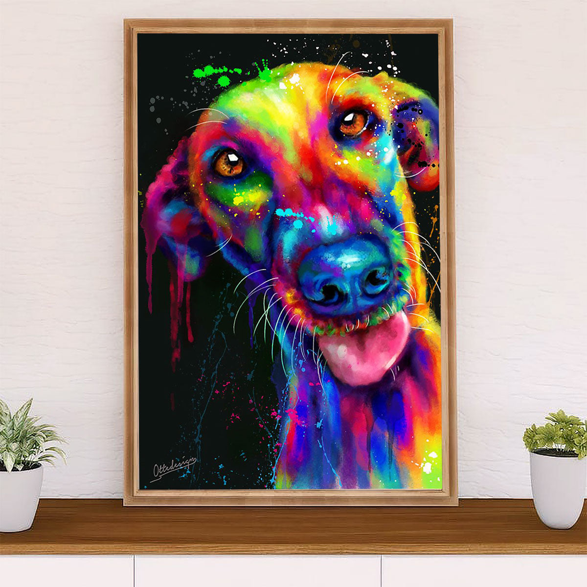 Greyhound Dog Canvas Prints | Watercolor Dog Greyhound | Wall Art Gift for Greyhound Puppies Lover