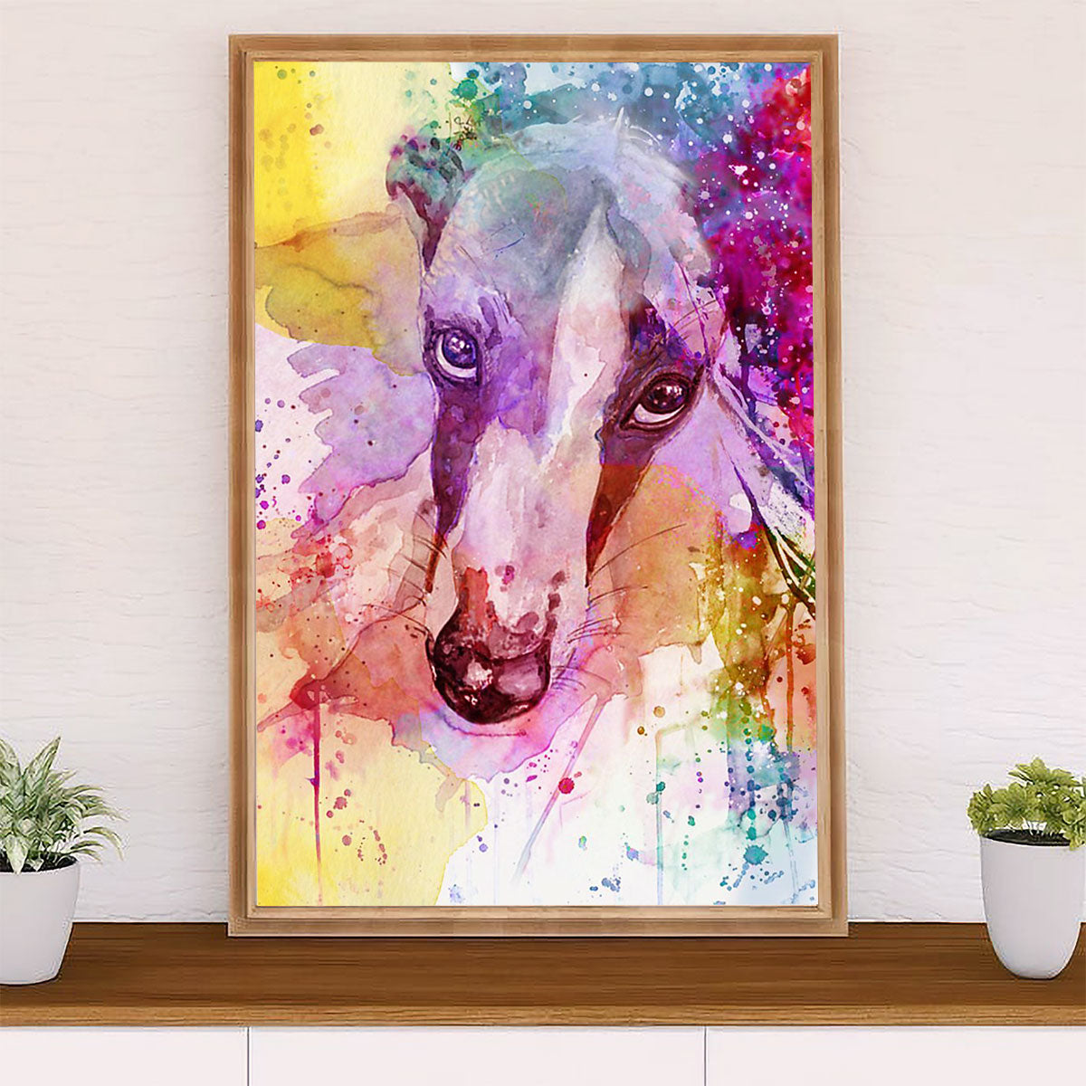 Greyhound Dog Canvas Prints | Watercolor Dog Greyhound | Wall Art Gift for Greyhound Puppies Lover
