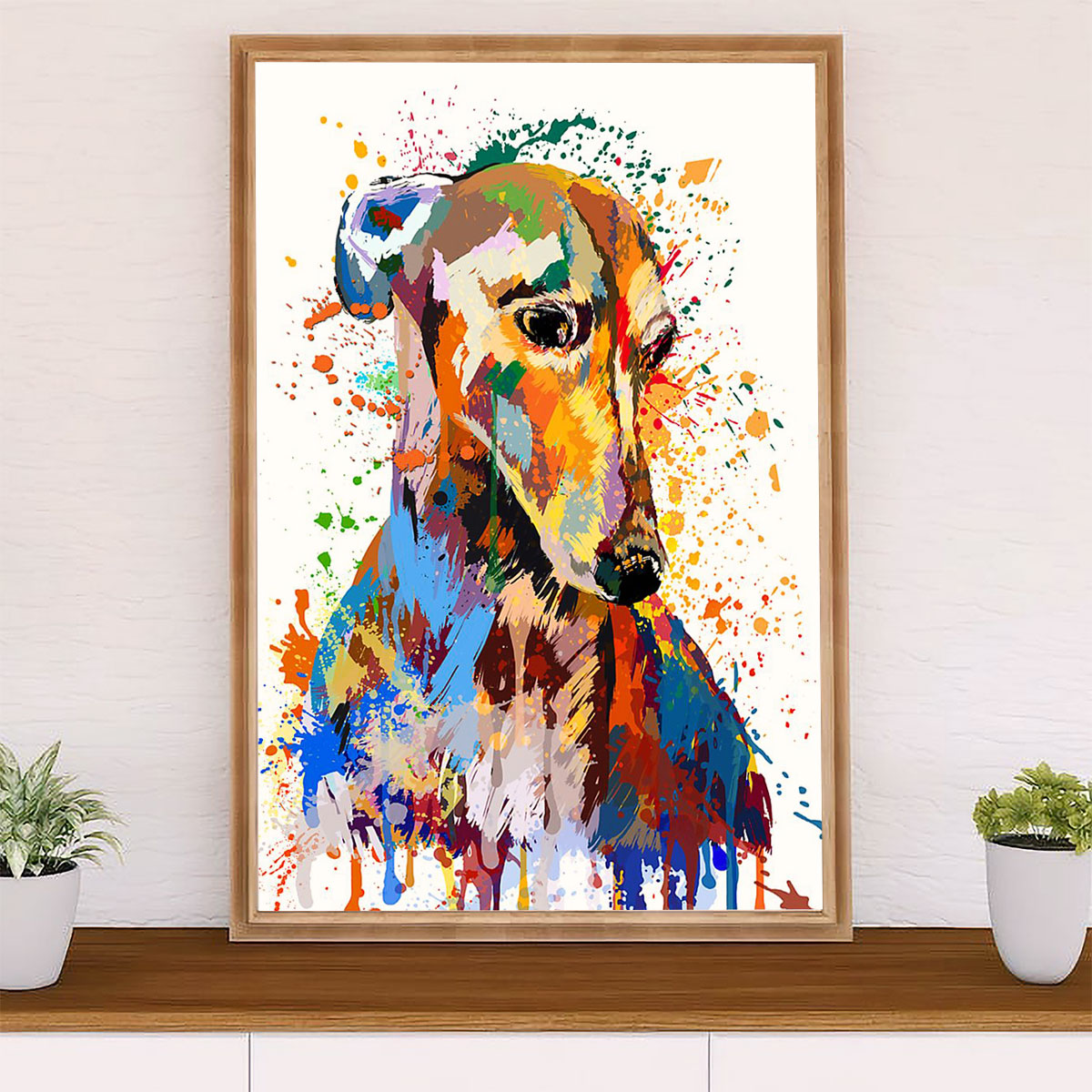 Greyhound Dog Canvas Prints | Watercolor Dog Greyhound | Wall Art Gift for Greyhound Puppies Lover