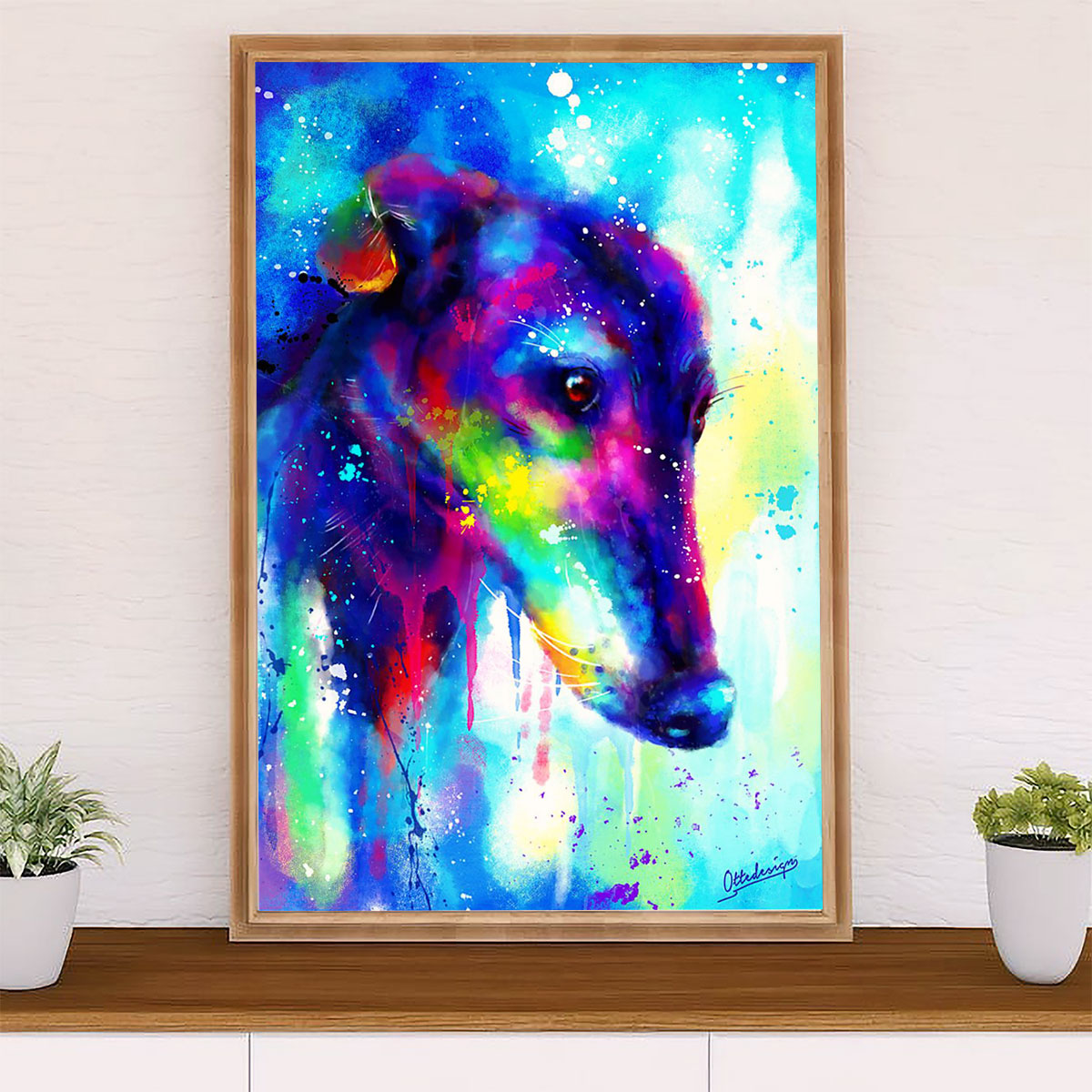 Greyhound Dog Canvas Prints | Watercolor Dog Greyhound | Wall Art Gift for Greyhound Puppies Lover