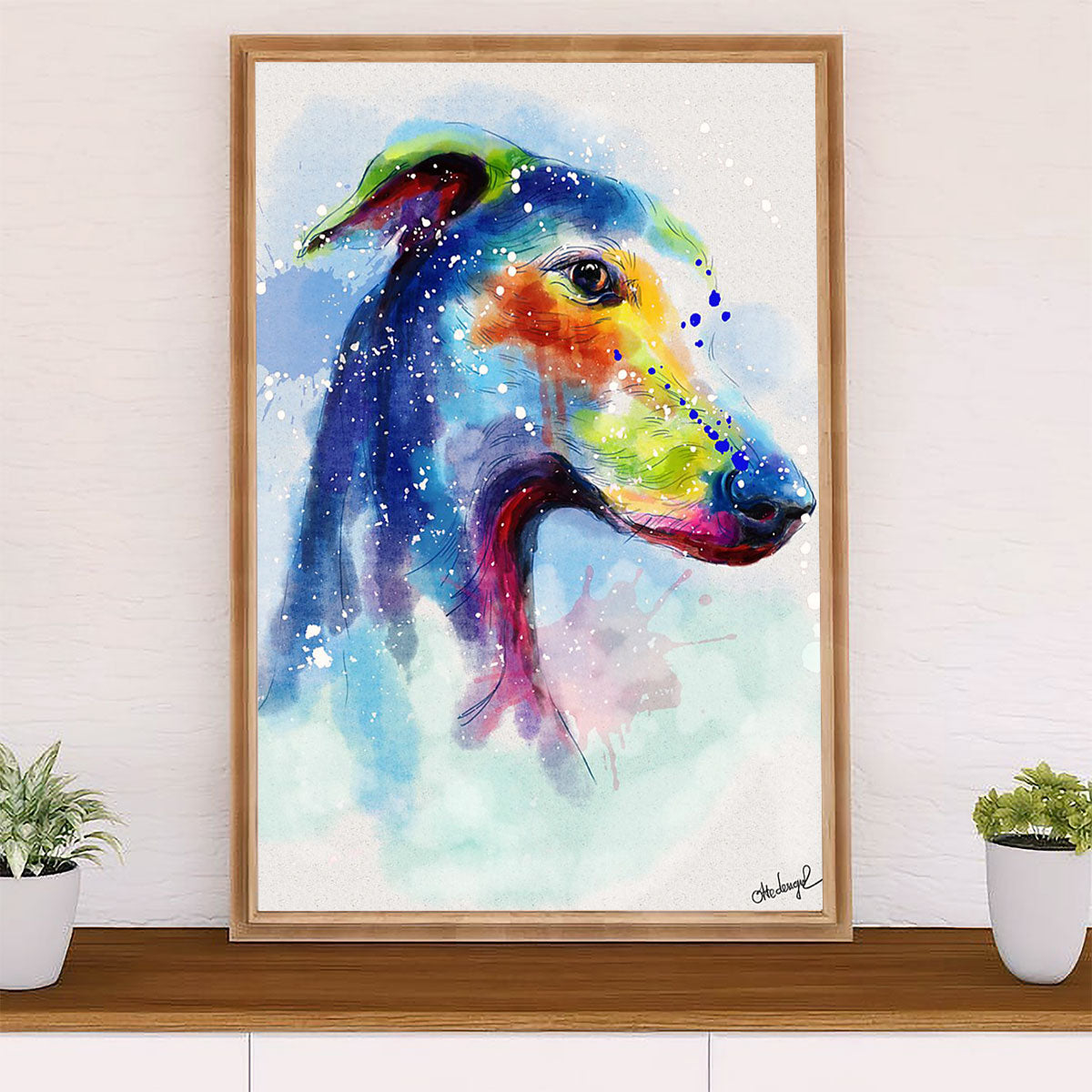 Greyhound Dog Canvas Prints | Watercolor Dog Greyhound | Wall Art Gift for Greyhound Puppies Lover