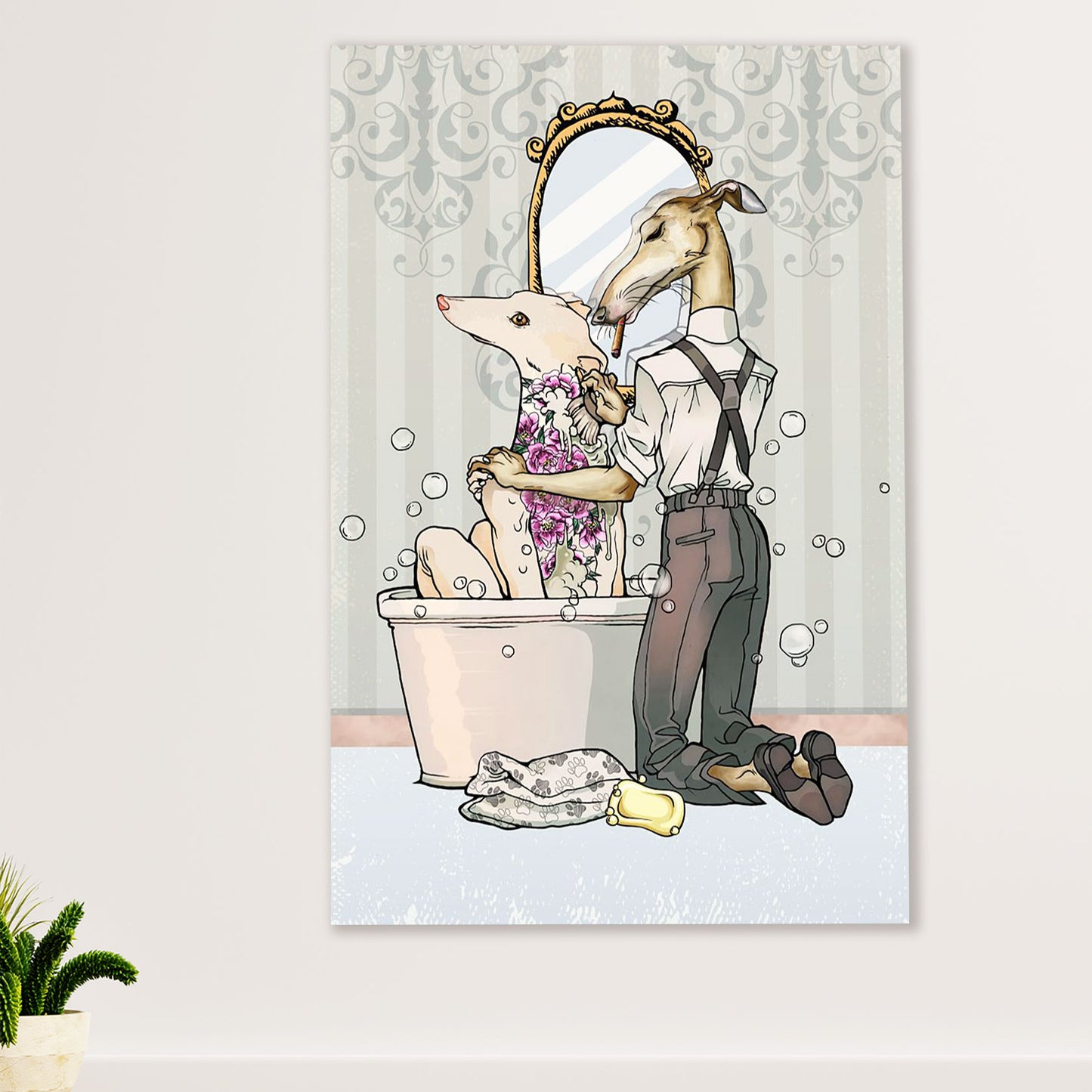 Greyhound Dog Canvas Prints | Funny Greyhound Husband Wife | Wall Art Gift for Greyhound Puppies Lover