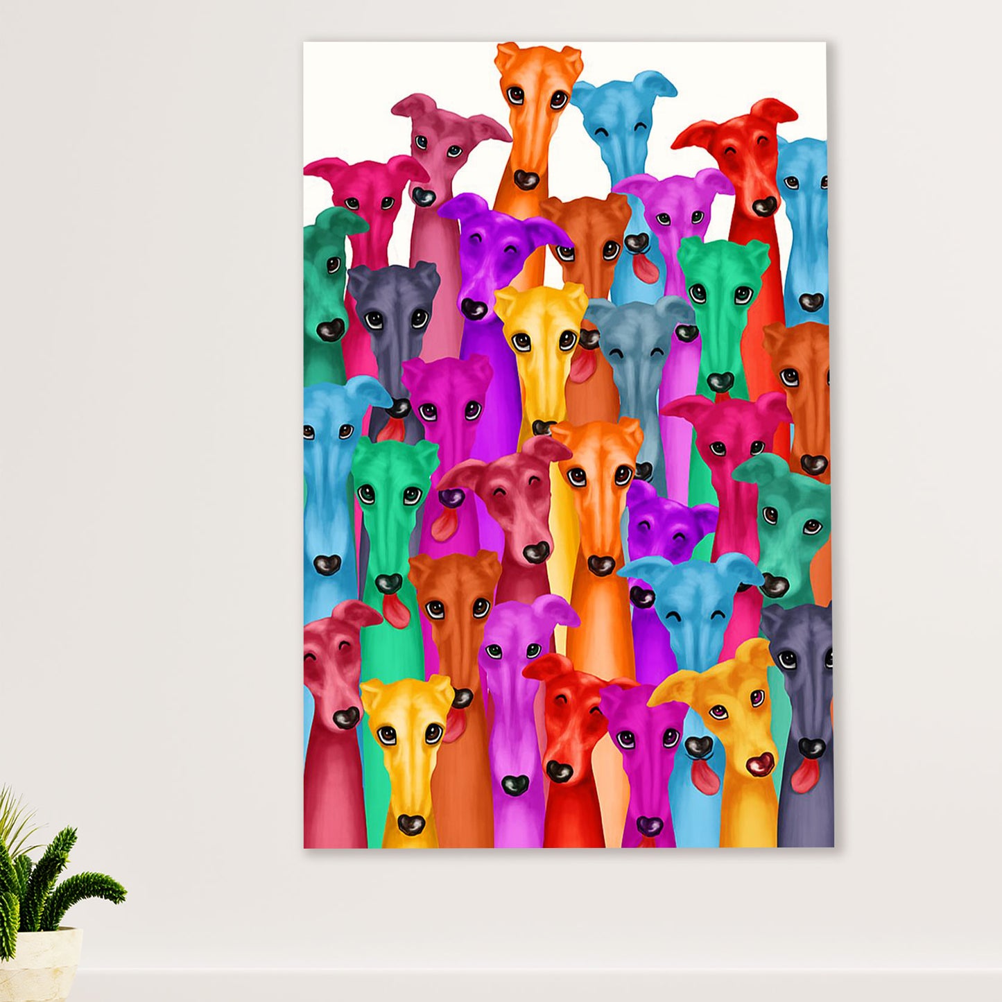 Greyhound Dog Canvas Prints | Multi Color Dog Greyhound | Wall Art Gift for Greyhound Puppies Lover