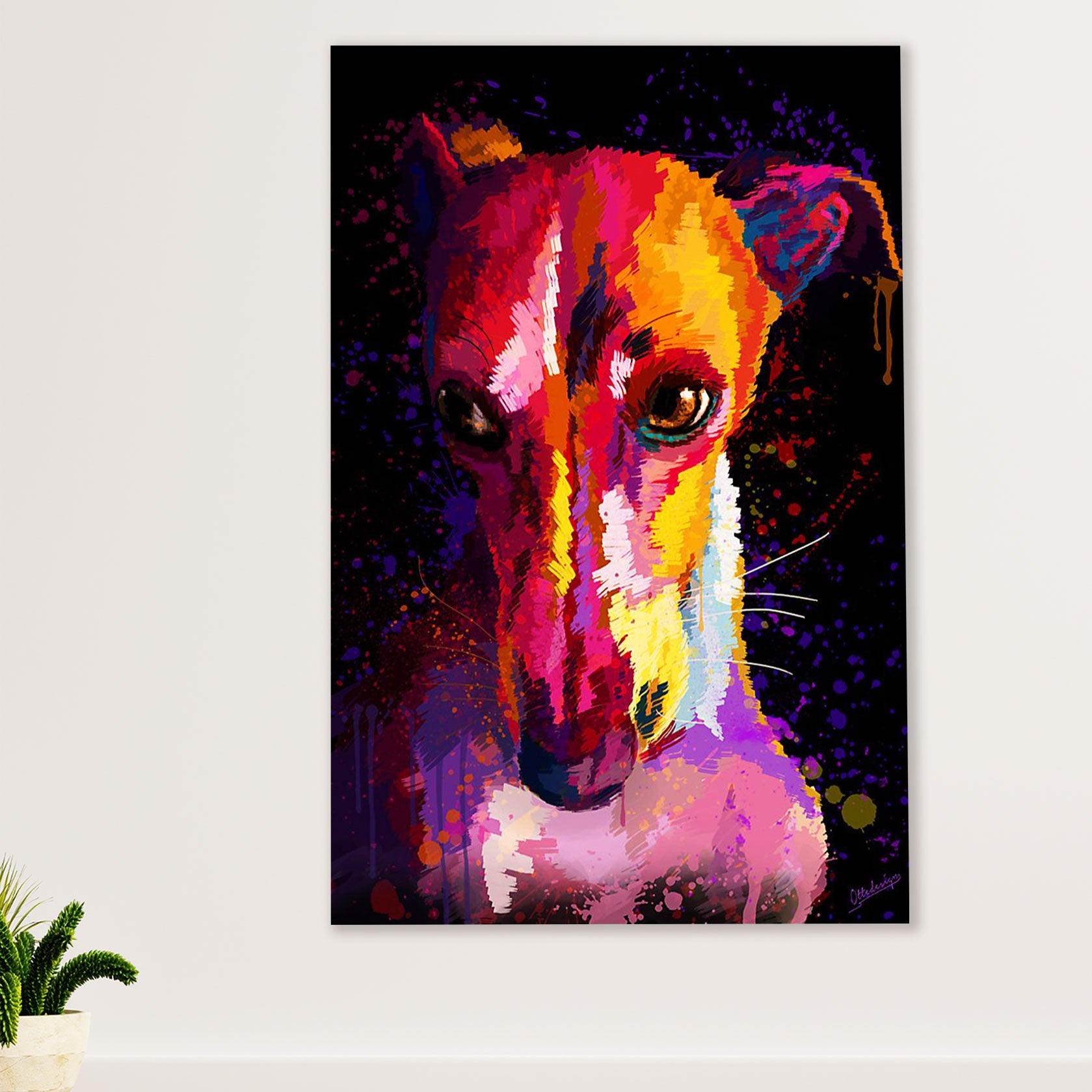 Greyhound Dog Canvas Prints | Watercolor Dog Greyhound | Wall Art Gift for Greyhound Puppies Lover