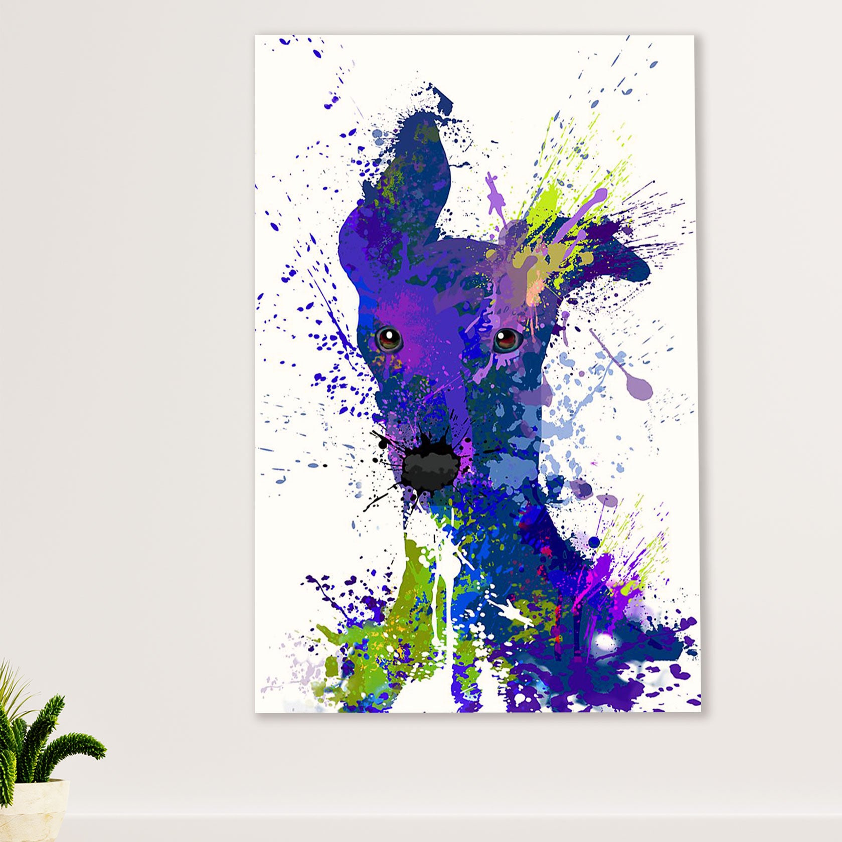 Greyhound Dog Canvas Prints | Watercolor Dog Greyhound | Wall Art Gift for Greyhound Puppies Lover