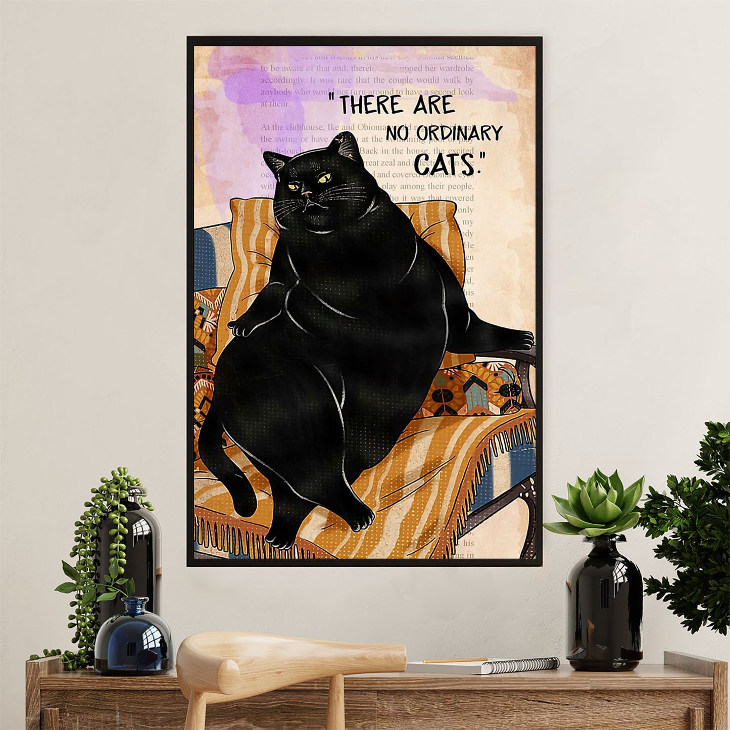 Cute Cat Canvas Prints | Funny Black Cat | Wall Art Gift for Cat Kitties Lover