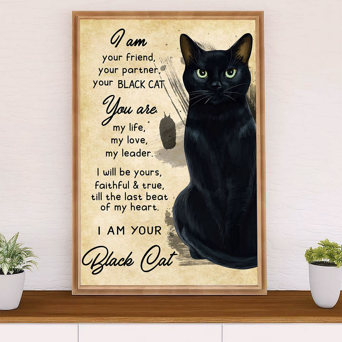 Cute Cat Canvas Prints | I Am Your Black Cat | Wall Art Gift for Cat Kitties Lover