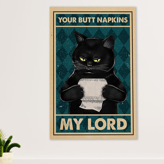 Cute Cat Canvas Prints | Funny Black Cat Toilet Paper | Wall Art Gift for Cat Kitties Lover