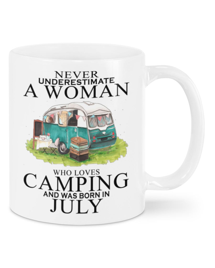 Camping Lover Coffee Mug | July Woman Loves Camping | Drinkware Gift for Campers