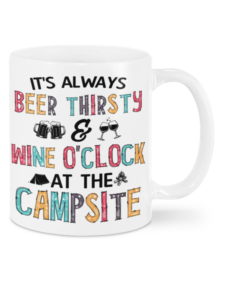 Camping Lover Coffee Mug | Beer Thristy & Wine O'clock | Drinkware Gift for Campers
