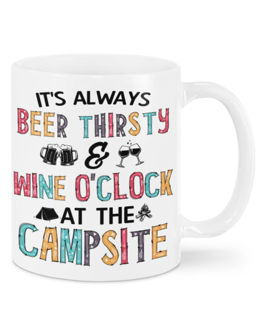 Camping Lover Coffee Mug | Beer Thristy & Wine O'clock | Drinkware Gift for Campers