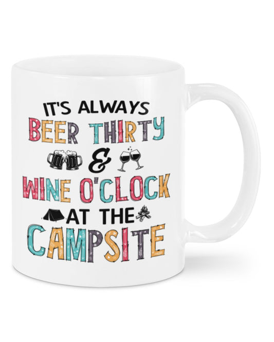 Camping Lover Coffee Mug | Beer Thristy & Wine O'clock | Drinkware Gift for Campers