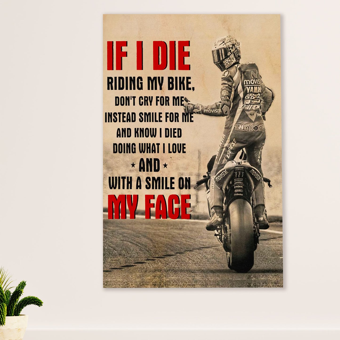 Metal Motorcycle Poster Wall Art Prints | If I Die | Home Decor Gift for Biker