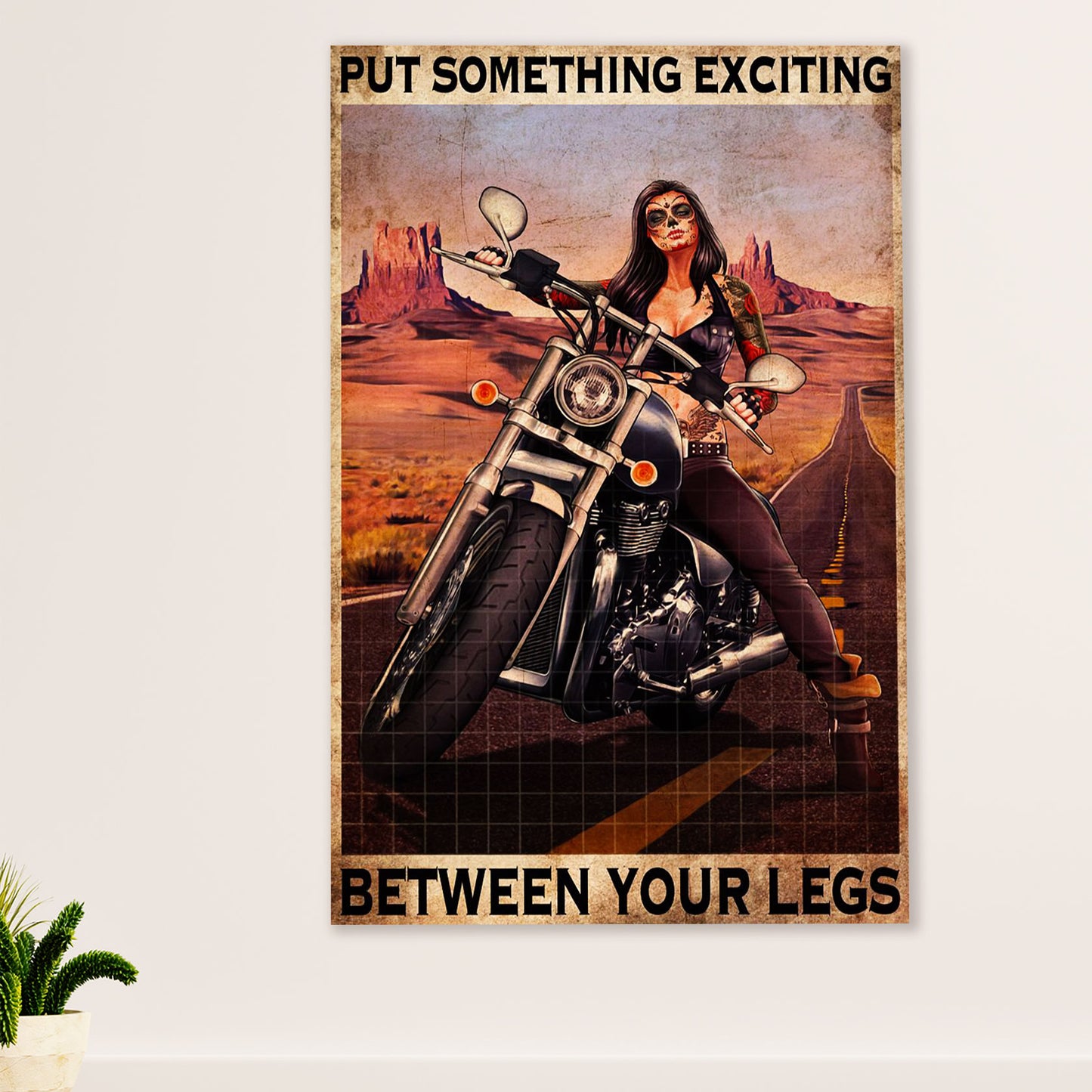 Metal Motorcycle Poster Wall Art Prints | Put Something Exciting | Home Decor Gift for Biker