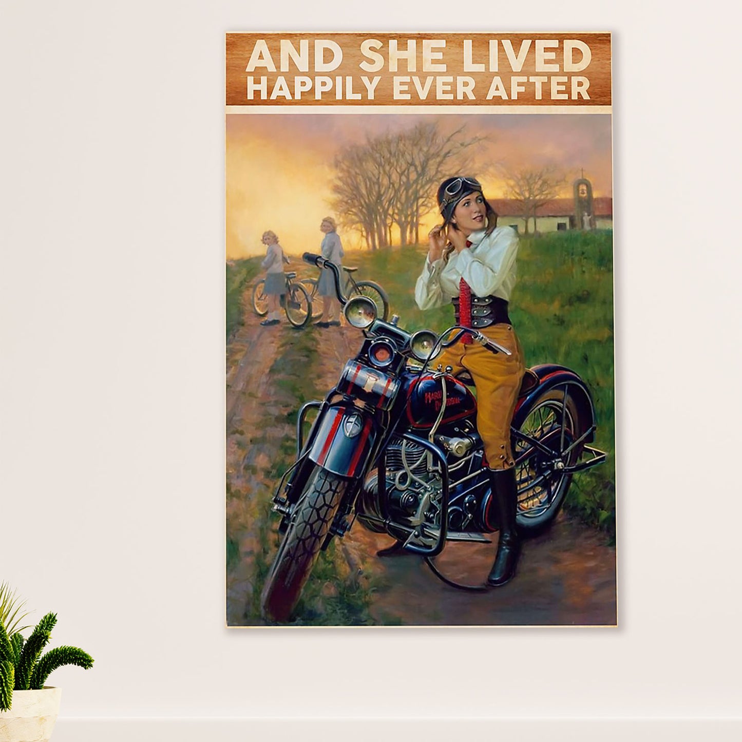Metal Motorcycle Poster Wall Art Prints | Girl Woman Loves Motorcycle | Home Decor Gift for Biker