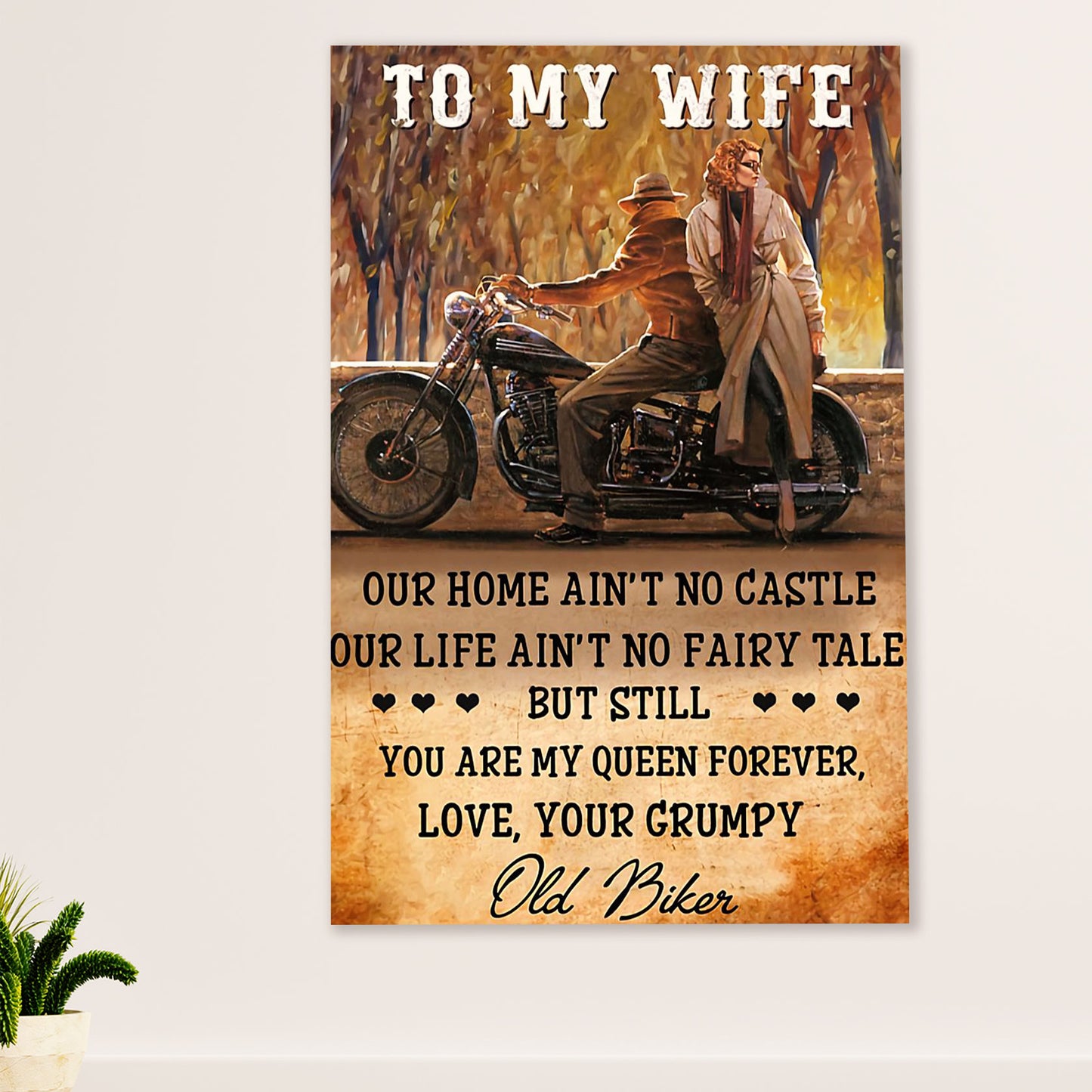 Metal Motorcycle Poster Wall Art Prints | Husband Biker to Wife | Home Decor Gift for Biker