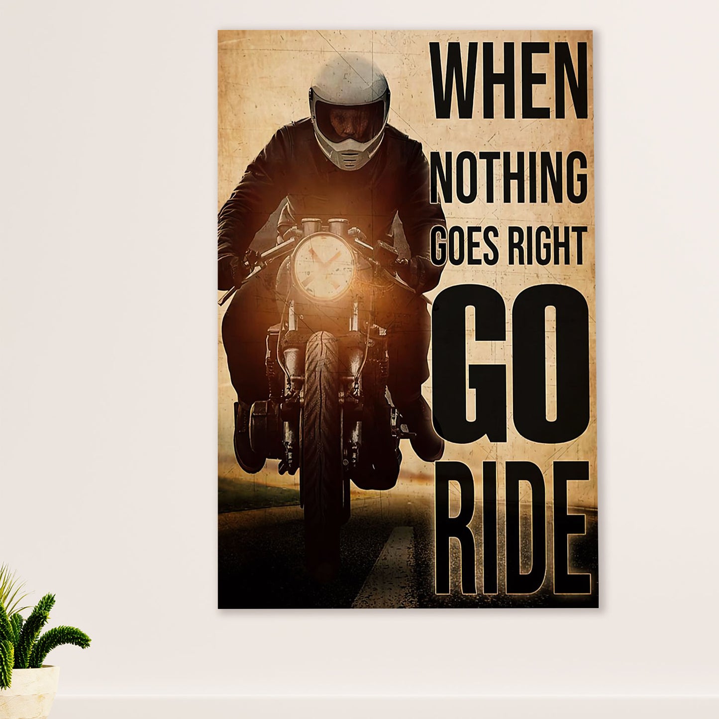 Metal Motorcycle Poster Wall Art Prints | Go Ride | Home Decor Gift for Biker