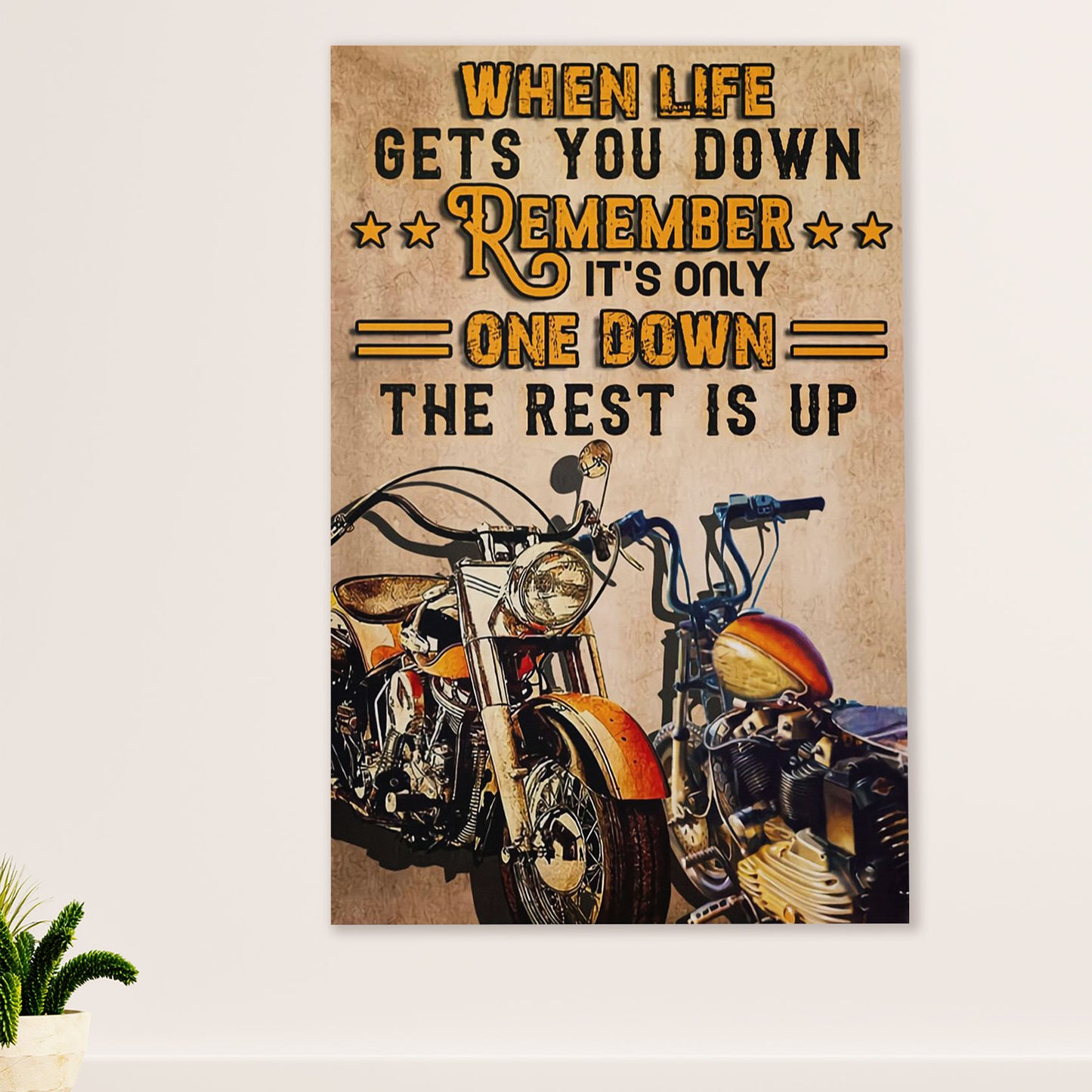 Metal Motorcycle Poster Wall Art Prints | Life Gets You Down | Home Decor Gift for Biker