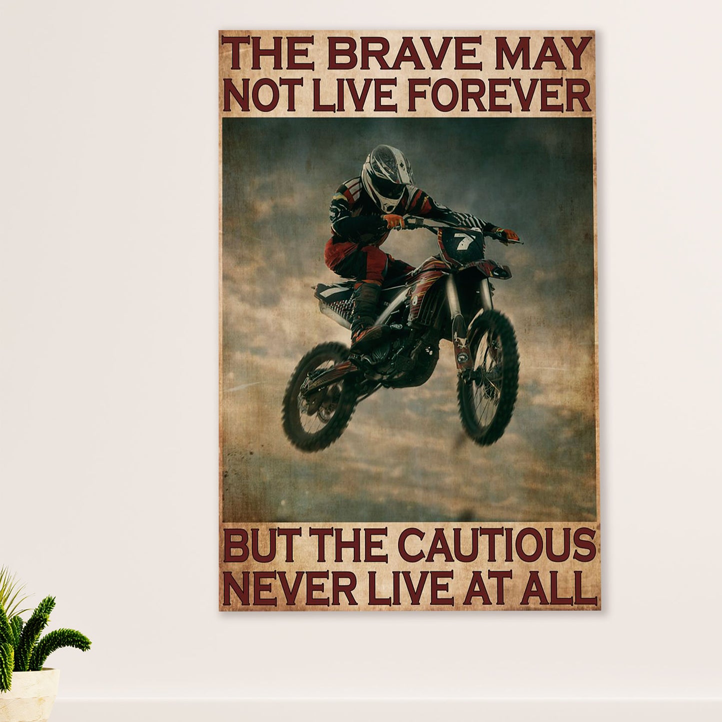 Metal Motorcycle Poster Wall Art Prints | Brave | Home Decor Gift for Biker