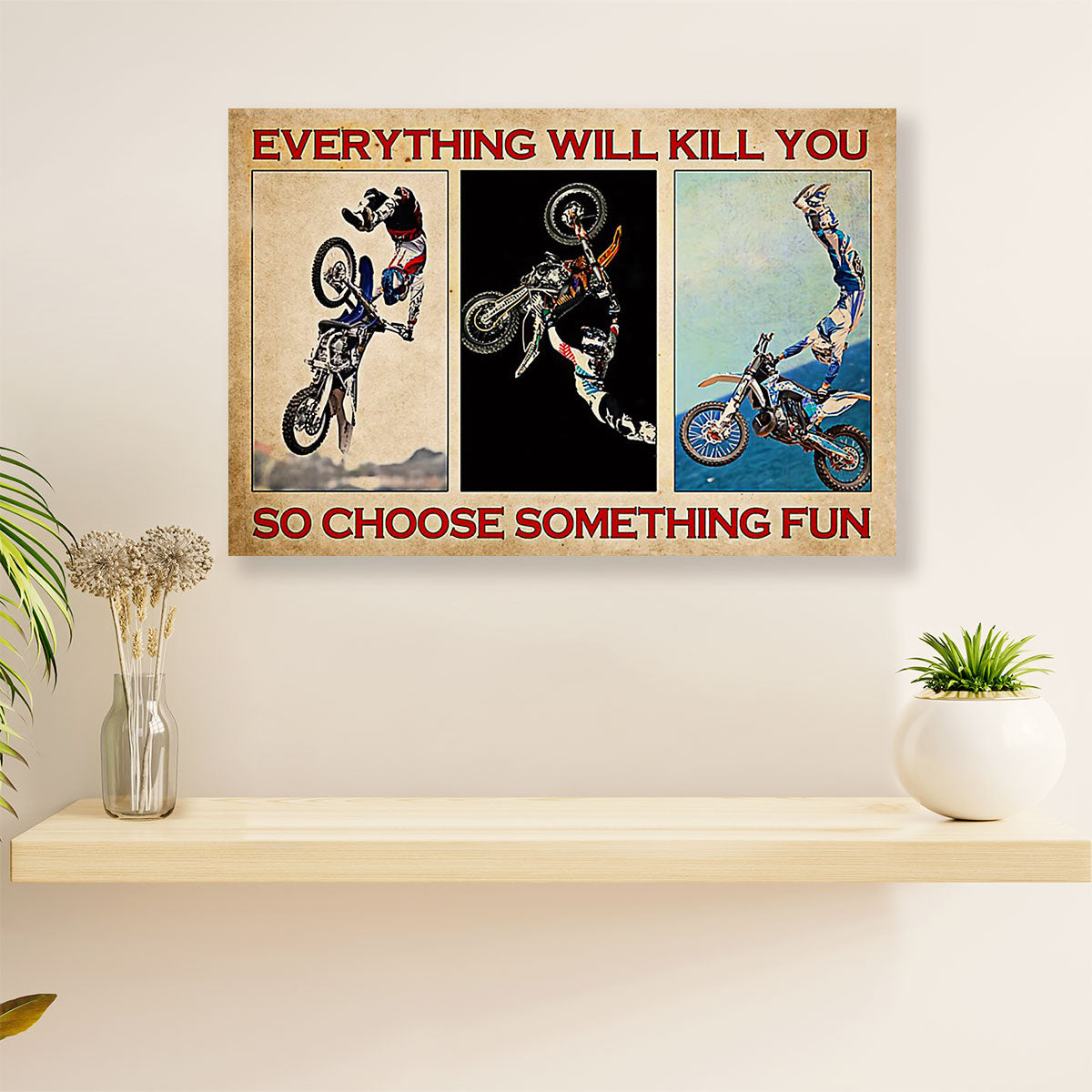 Metal Motorcycle Poster Wall Art Prints | Choose Something Fun | Home Decor Gift for Biker