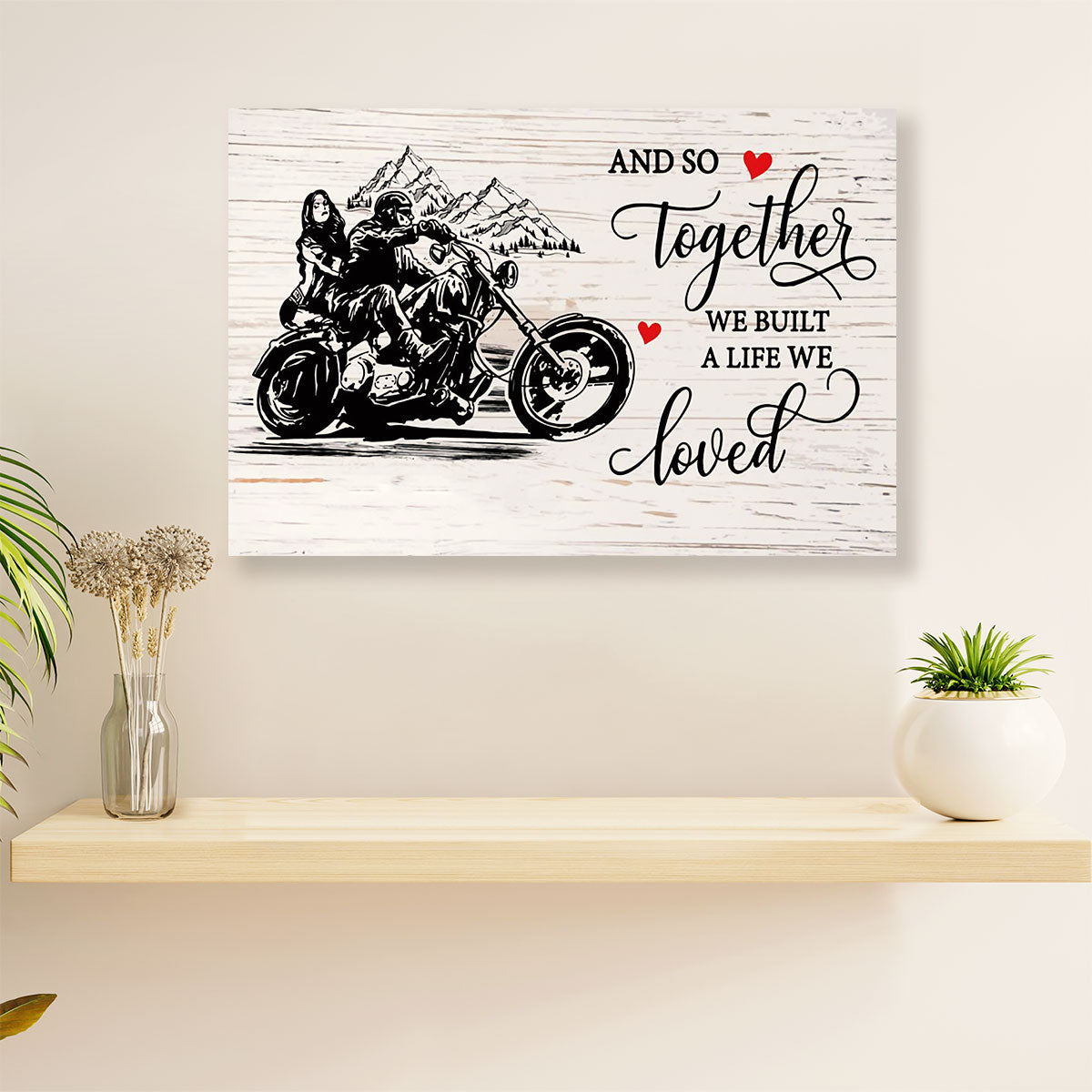 Metal Motorcycle Poster Wall Art Prints | Couple Rider | Home Decor Gift for Biker