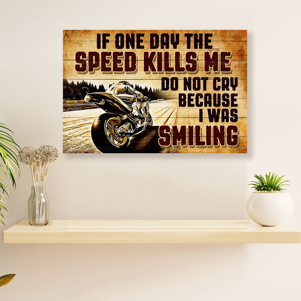 Metal Motorcycle Poster Wall Art Prints | I Was Smiling | Home Decor Gift for Biker