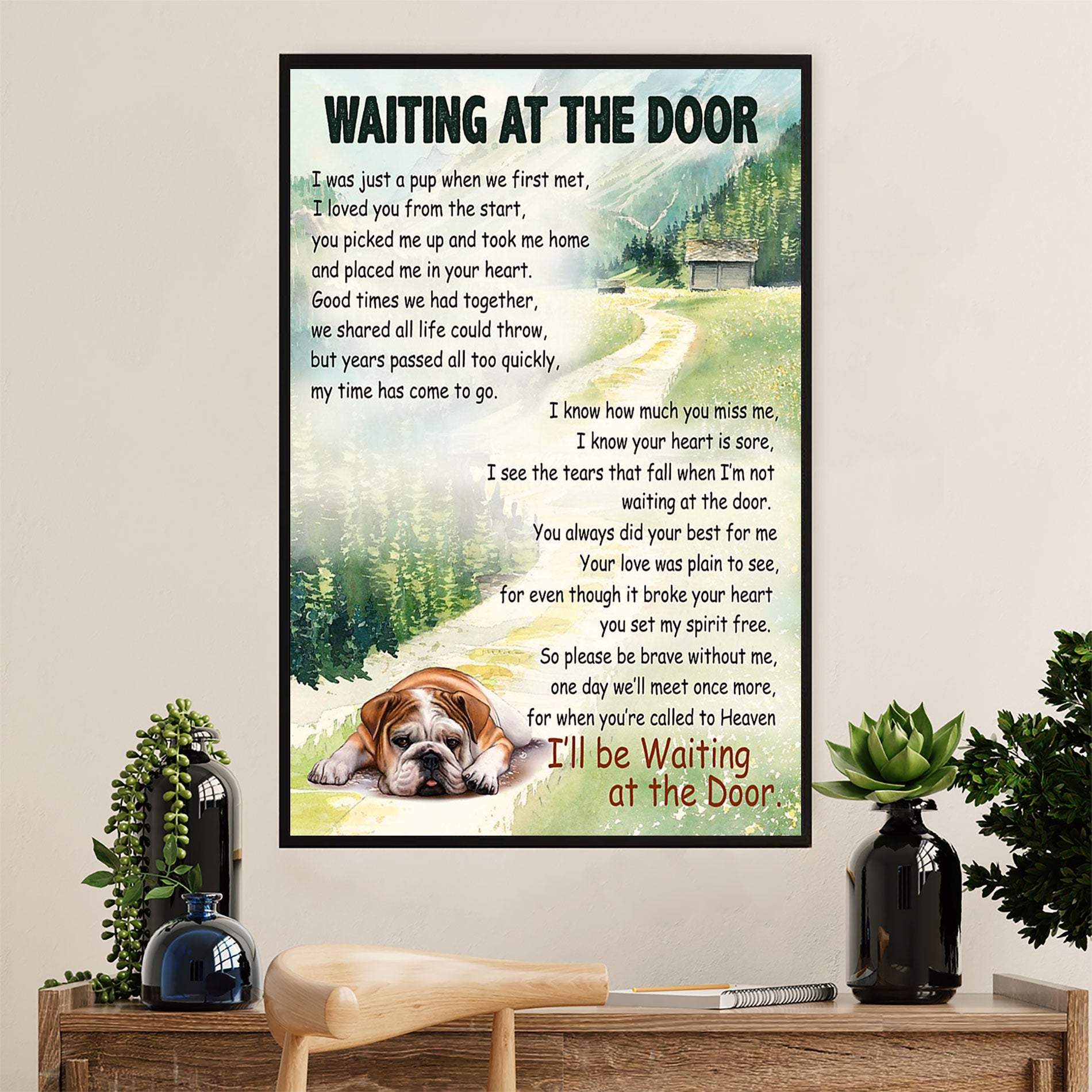English Bulldog Canvas Wall Art | Bulldog Memorial | Gift for British Bulldog Puppies Lover