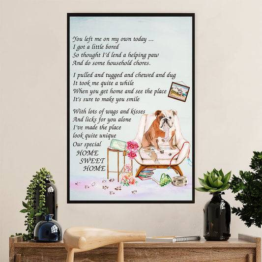 English Bulldog Canvas Wall Art | Home Sweet Home | Gift for British Bulldog Puppies Lover