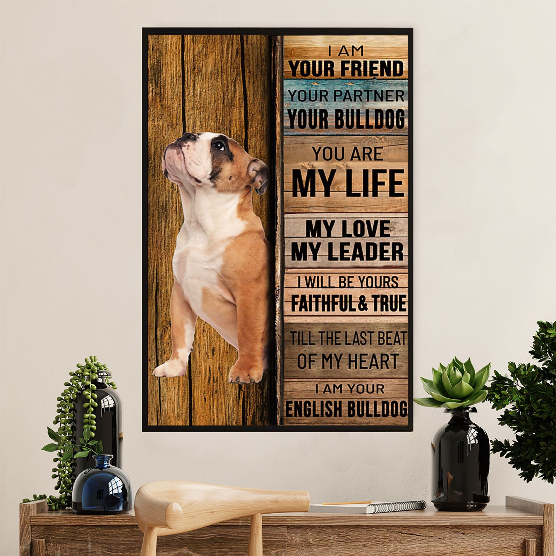 English Bulldog Canvas Wall Art | Your Friend | Gift for British Bulldog Puppies Lover