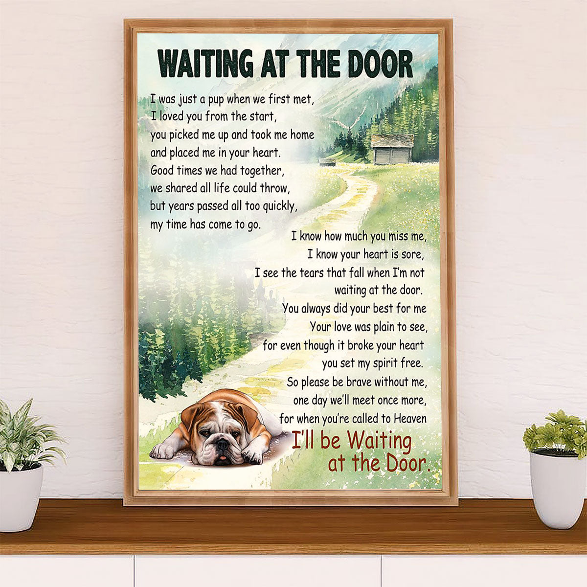 English Bulldog Canvas Wall Art | Bulldog Memorial | Gift for British Bulldog Puppies Lover
