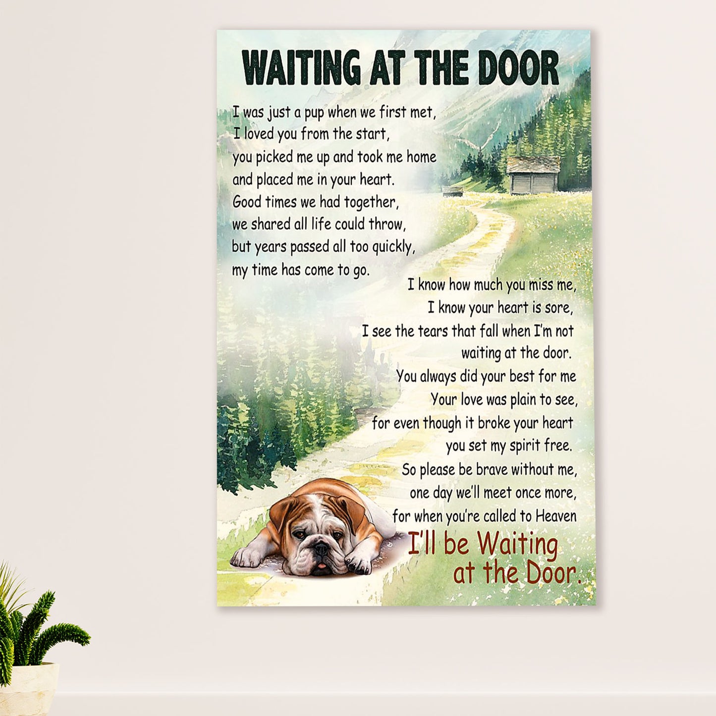 English Bulldog Canvas Wall Art | Bulldog Memorial | Gift for British Bulldog Puppies Lover