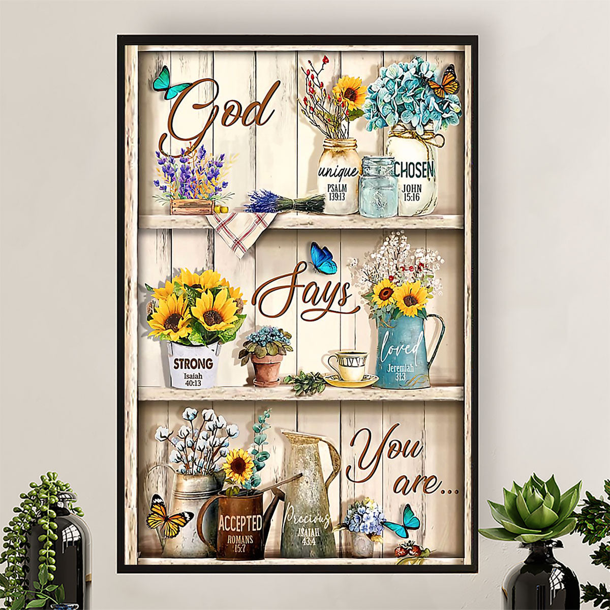 Jesus Poster God Says You Are | Christian God Wall Art Home Decor