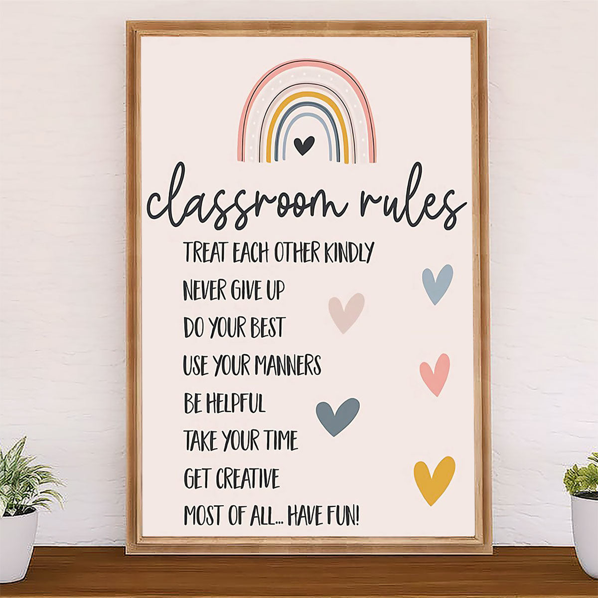 Teacher Classroom Canvas Classroom Rules | Student Wall Art Back to School Gift for Teacher