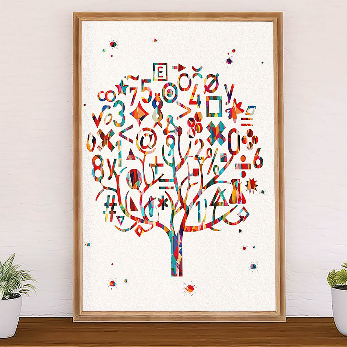 Teacher Classroom Canvas Math Symbols | Student Wall Art Back to School Gift for Teacher