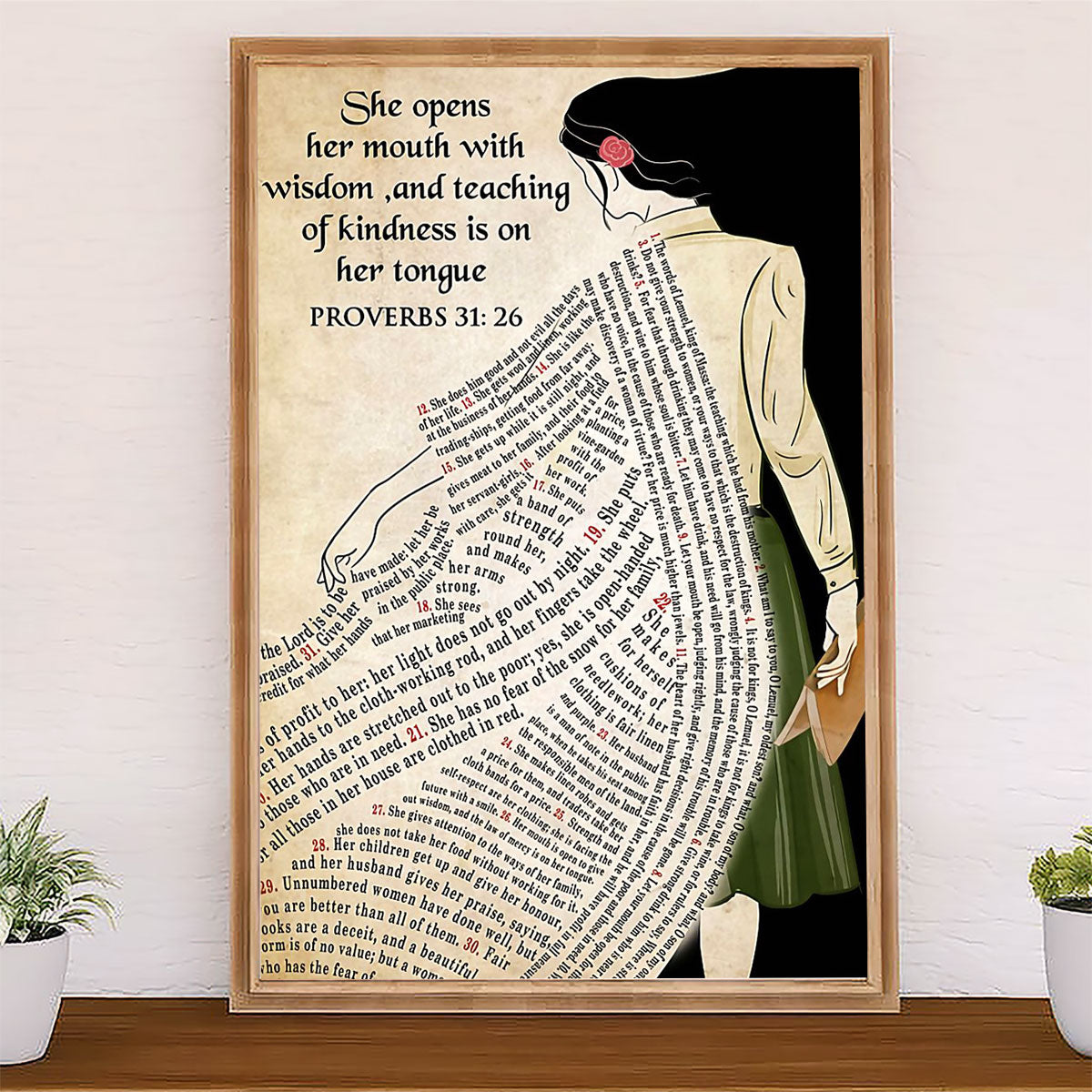 Teacher Classroom Canvas She Opens Her Mouth With Wisdom | Student Wall Art Back to School Gift for Teacher
