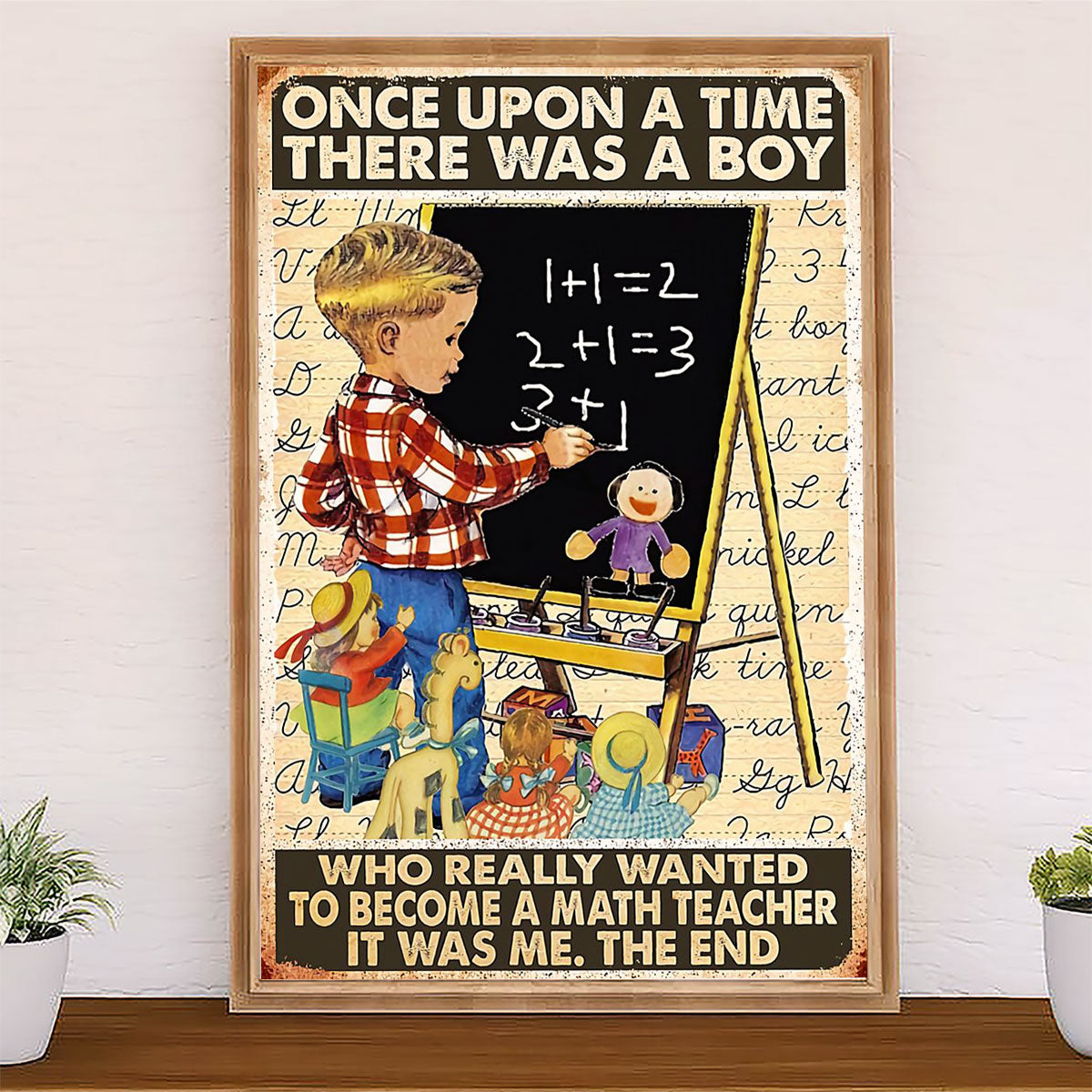 Teacher Classroom Canvas Once Upon A Time There Was A Boy | Student Wall Art Back to School Gift for Teacher