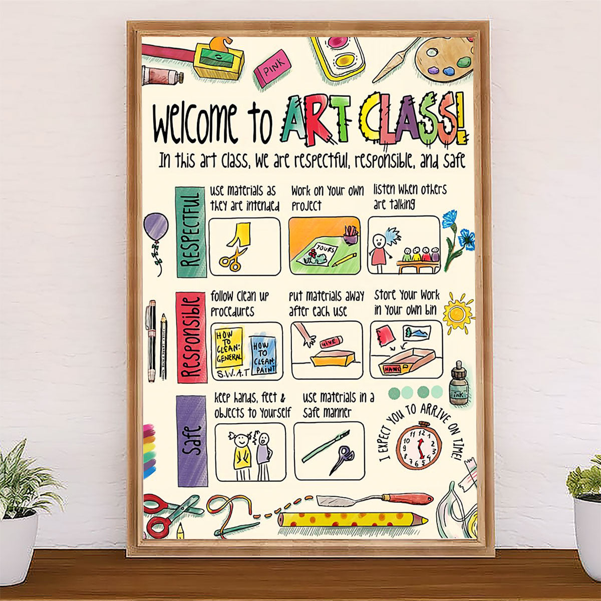 Teacher Classroom Canvas Welcome To Art Class | Student Wall Art Back to School Gift for Teacher