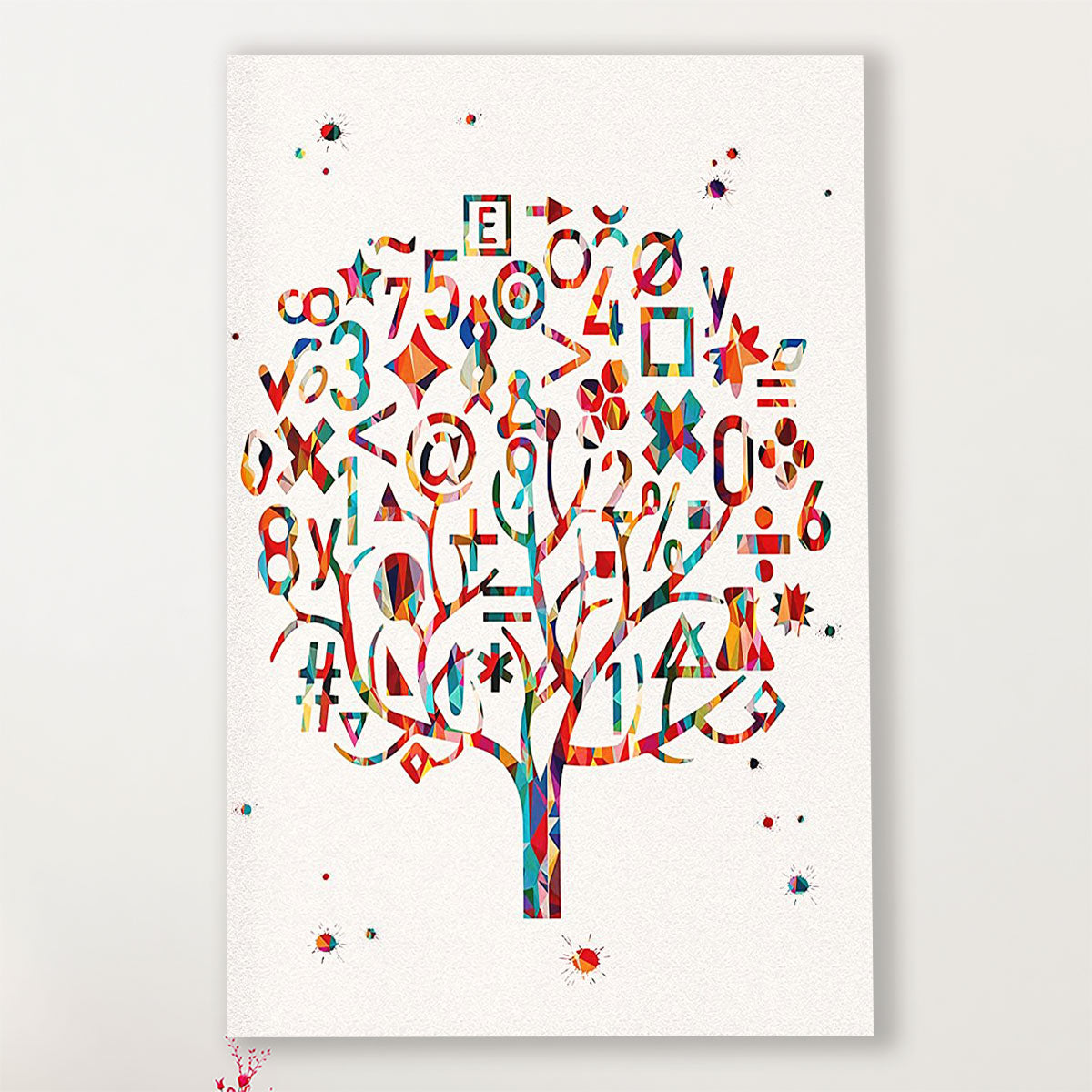 Teacher Classroom Canvas Math Symbols | Student Wall Art Back to School Gift for Teacher