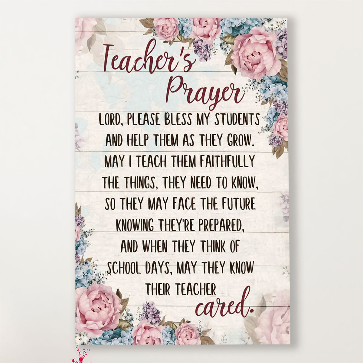 Teacher Classroom Canvas Teacher's Prayer | Student Wall Art Back to School Gift for Teacher