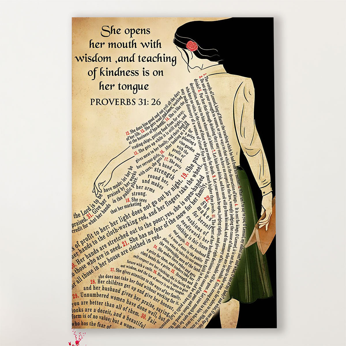Teacher Classroom Canvas She Opens Her Mouth With Wisdom | Student Wall Art Back to School Gift for Teacher