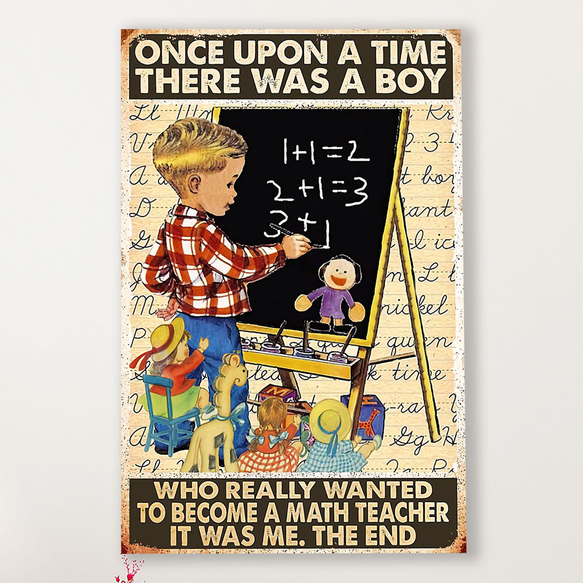 Teacher Classroom Canvas Once Upon A Time There Was A Boy | Student Wall Art Back to School Gift for Teacher