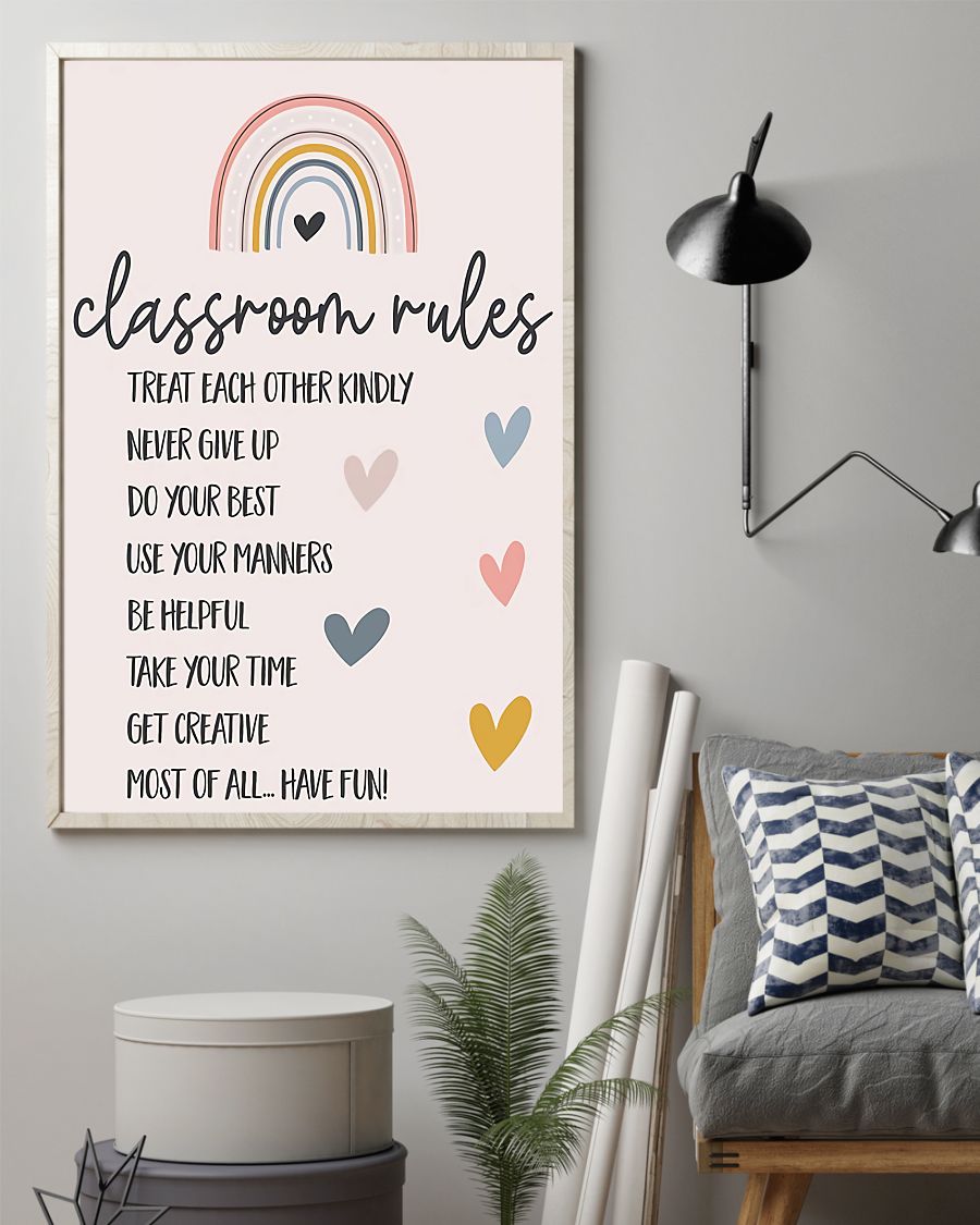 Teacher Classroom Canvas Classroom Rules | Student Wall Art Back to School Gift for Teacher