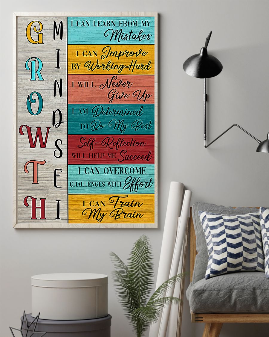 Teacher Classroom Canvas Growth Mindset | Student Wall Art Back to School Gift for Teacher