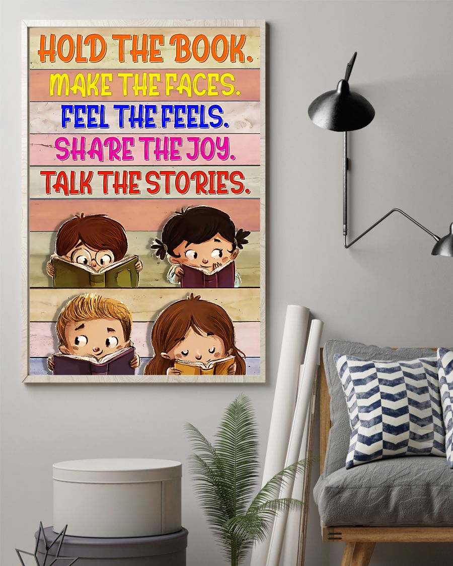 Teacher Classroom Canvas Hold The Book Make The Faces | Student Wall Art Back to School Gift for Teacher