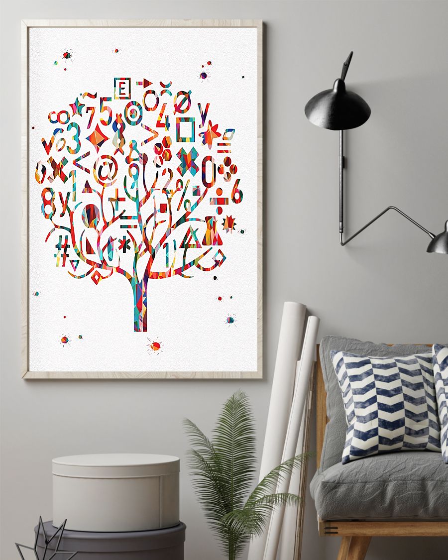 Teacher Classroom Canvas Math Symbols | Student Wall Art Back to School Gift for Teacher
