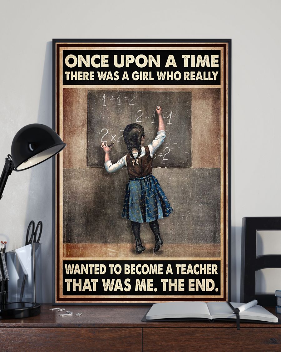 Teacher Classroom Canvas Once Upon A Time There Was A Girl | Student Wall Art Back to School Gift for Teacher