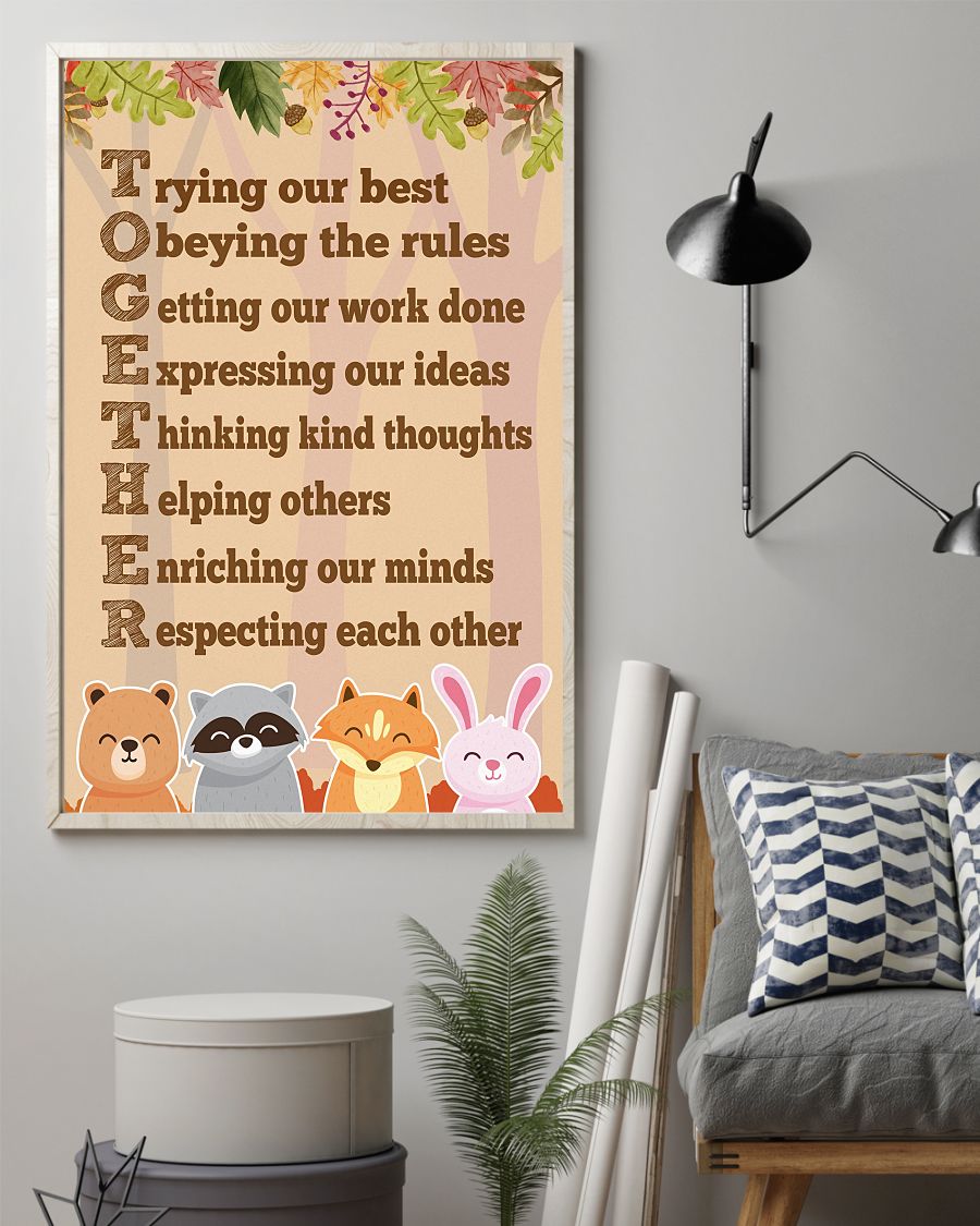 Teacher Classroom Canvas TOGETHER | Student Wall Art Back to School Gift for Teacher